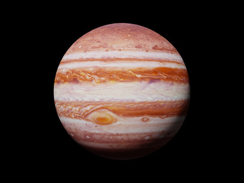 planet Jupiter isolated on black background