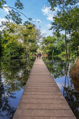 The path towards to Neak Pean temple on artificial island. Siem Reap, Cambodia