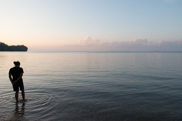 Fototapeta premium Backgrounds of sea in the morning.