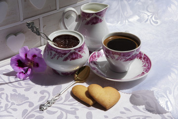 Jam from rose petals, coffee and cream
