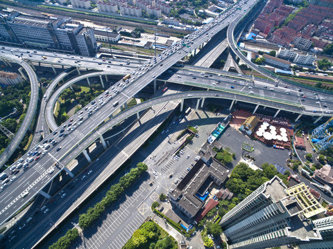 Aerial photography bird-eye view of City viaduct bridge road landscape
