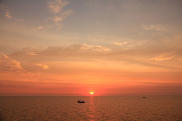 Sunset over Tonle Sap, Cambodia