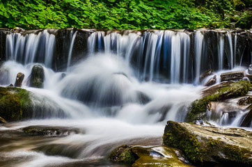 Waterfall Shypit in the Ukrainian Carpathian mountains on the long exposure