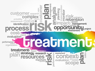Treatment word cloud collage, business concept background