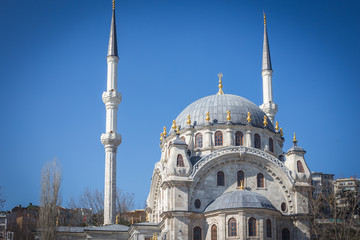 Fototapeta na wymiar Beautiful Nusretiye Mosque, Nusretiye Camii next to Istanbul Modern Gallery, at Kılıçali Paşa Mahallesi, Beyoglu, Istanbul Turkey