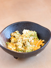 Japanese cuisine, avocado and scrambled egg salad