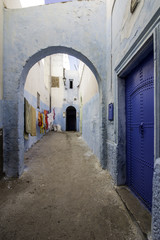 Typical Berber type alleyway, Moroccan town of Azemmour, El Jadida,