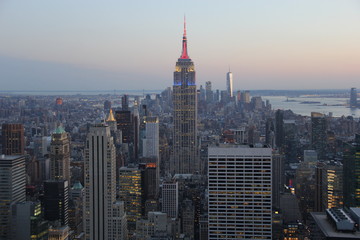 View at Empire State Building at dawn from Rockefeller