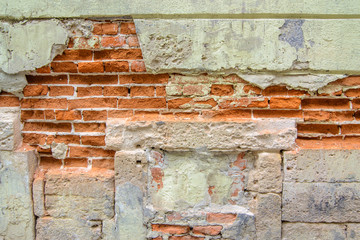 cracked concrete vintage brick wall background. Part of the stone wall, stone wall background texture