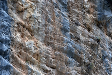 The close-up relief of the rocks