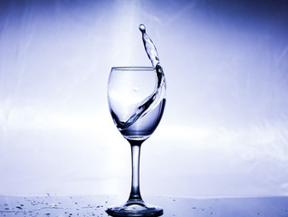 Splashing water in a glass