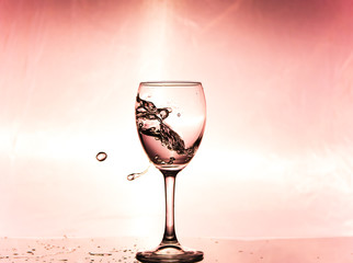 Splashing water in a glass