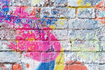 the old brick wall in colored paint. background