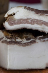 Home made smoked bacon on the table
