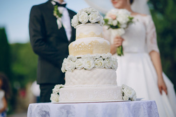 couple with wedding cake 