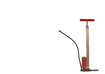 Rusty air pump on the white background.