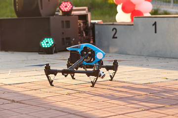 The drone is on the ground