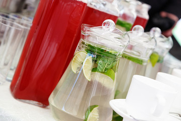 lemonade in jugs at a banquet