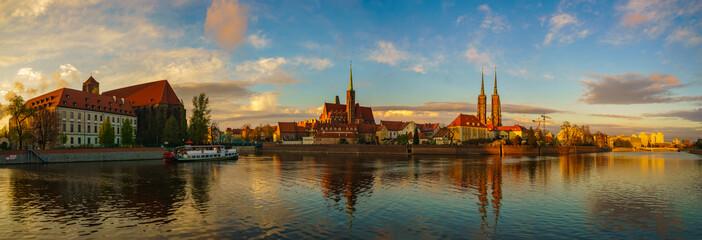 Wroclaw, Poland- Panorama of the historic and historic part of the old town 