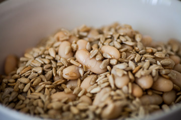 Beans and sun flower seeds