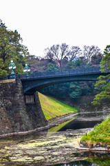Fototapeta na wymiar Tokyo Imperial palace stone bridge | Asian travel in Japan on March 31, 2017