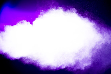 Fototapeta na wymiar Purple highlighted vapor particles