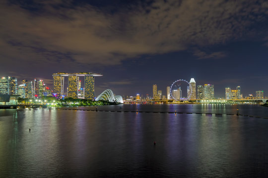 Singapore Night Skyline at Marina Bay