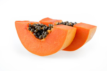 ripe papaya isolated on the white background.