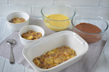 The process of preparing cake in the kitchen, ingredients closeup horizontal
