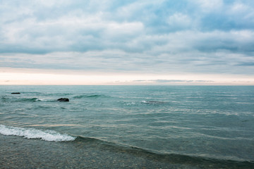 beach in sunset time, tilt shift soft effect