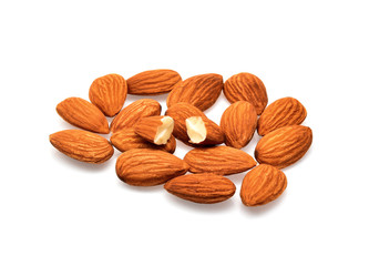 Almonds isolated on white background