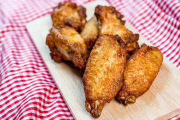 fried chicken wings on table