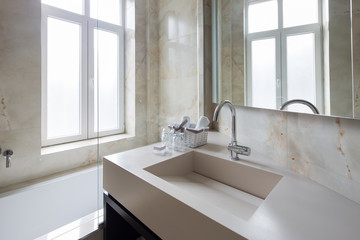 Modern luxury hotel bathroom interior