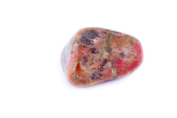 macro mineral stone Unakite on a white background