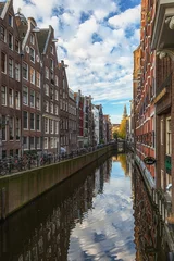 Fotobehang Сanal Oudezijds Kolk in the center of Amsterdam © julia700702