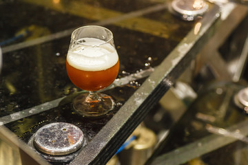 Glass of beer at the brewery
