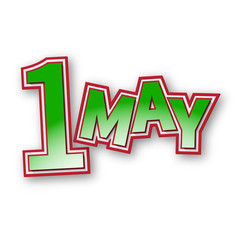 1 May. Labor Day.Vector illustration on white background.Design elements in 3D style