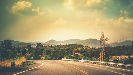 Landscape road paved road Rural Roadside View Mountain View