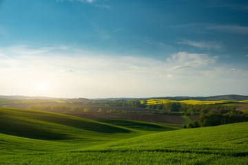 Countryside and green hills landscape