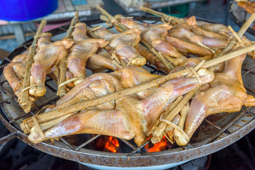 Grilled chicken on the grill