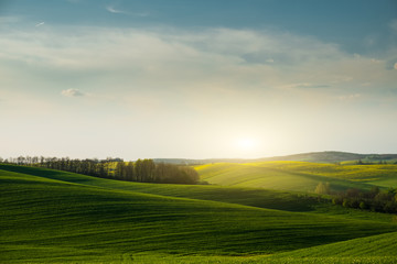 Countryside and green hills landscape