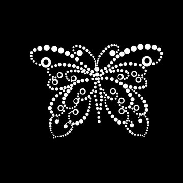 Stylized silhouette of butterfly from white dots