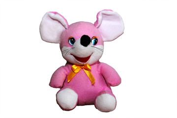Pink mouse soft toy isolated