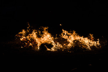 Flame from campfire at Night
