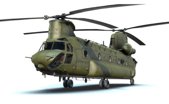 3D render of army helicopter CH-47 Chinook