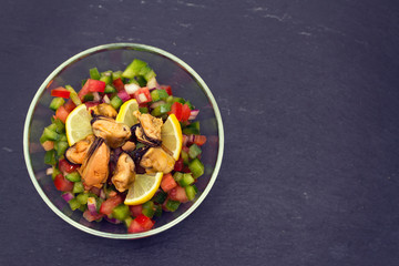 tuna salad with tomato and pepper in bowl