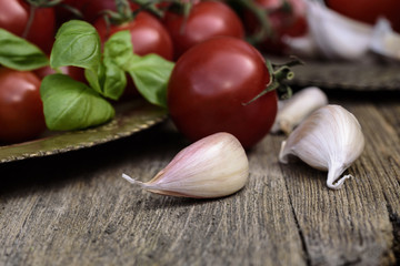 Vintage plate and vegetables mix