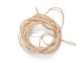 old rope sack on white background, isolate