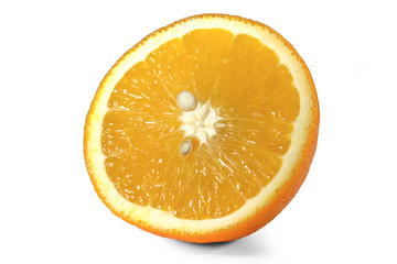 Perfectly retouched sliced orange isolated on the white background with clipping path. Lets see what happens: One of the best isolated oranges slices that you have ever seen.