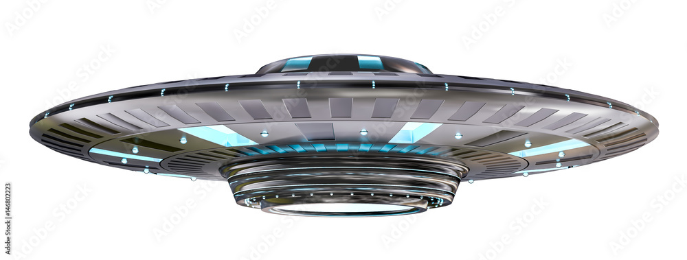 Poster vintage ufo isolated on white background 3d rendering